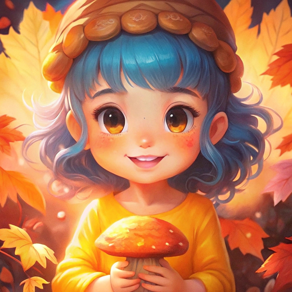Sinevolosaya_devochka_derzhit_grib_948259